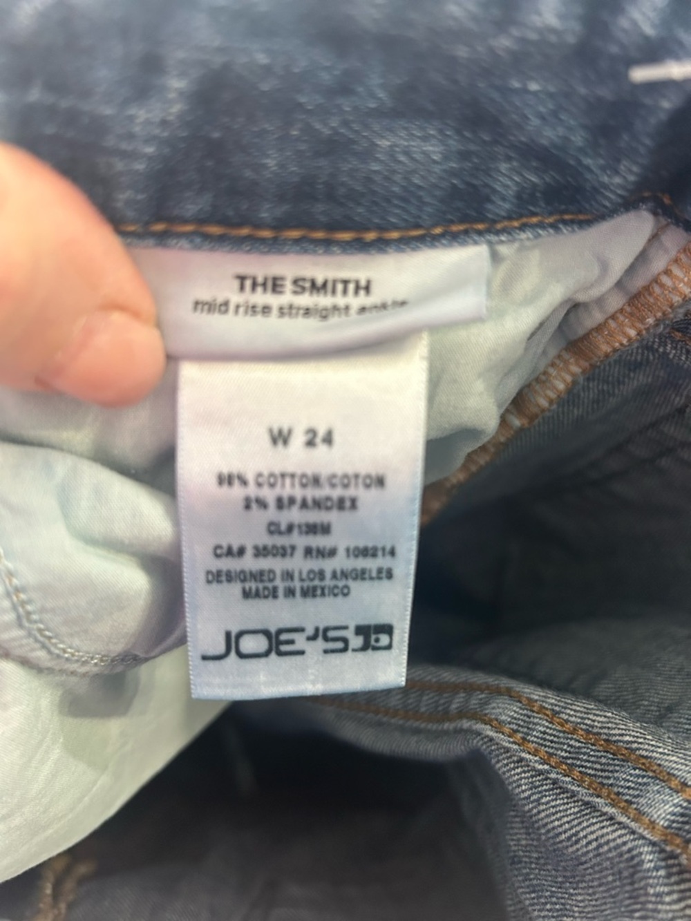 JOE’S Jeans The Smith Mid Rise Straight Ankle Raw Hem W24 Stretch Denim - Picture 4 of 4